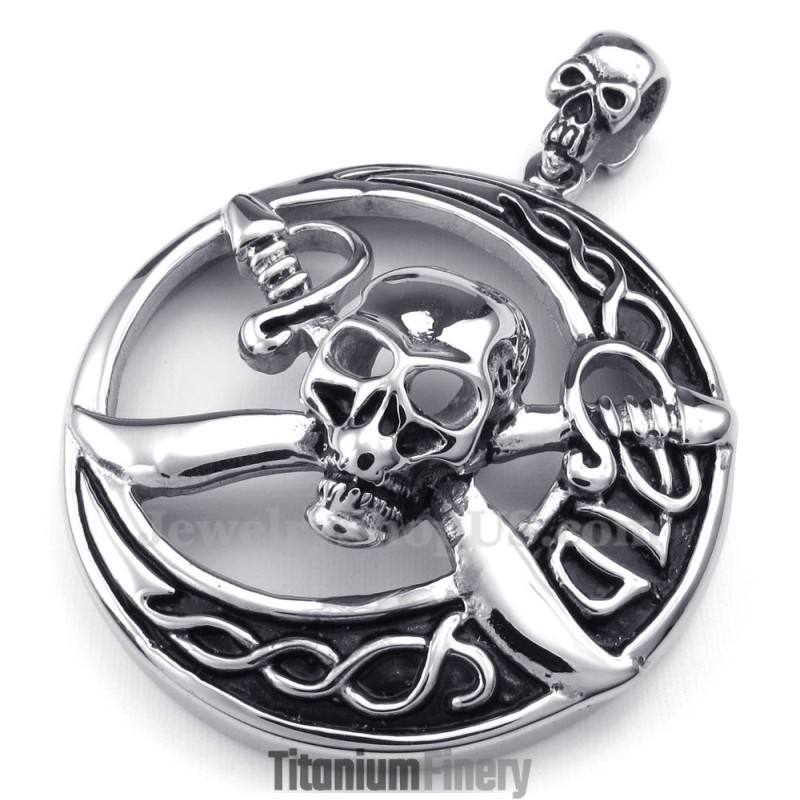 Titanium Pirate Skull Pendant Necklace (Free Chain)