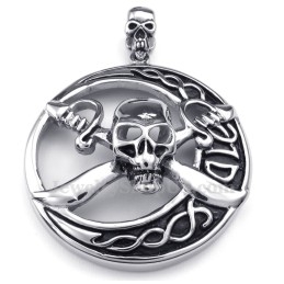 Titanium Pirate Skull Pendant Necklace (Free Chain)