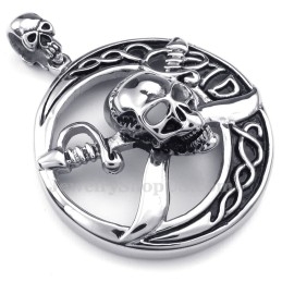 Titanium Pirate Skull Pendant Necklace (Free Chain)