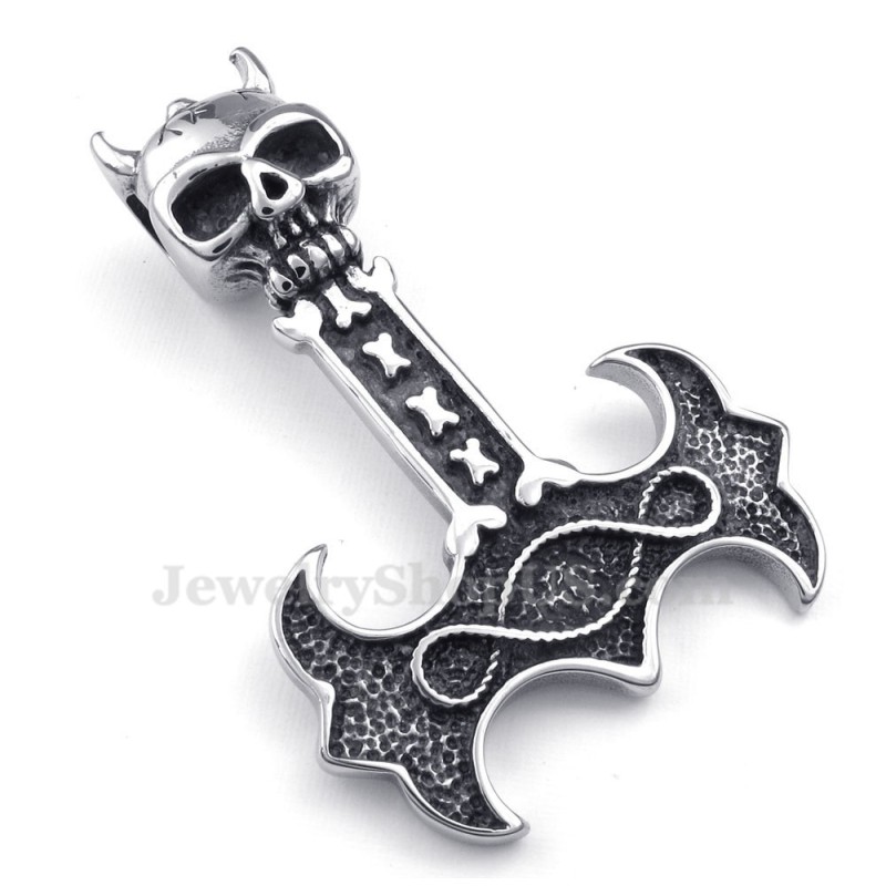 Titanium Thor'S Hammer Pendant Necklace (Free Chain)