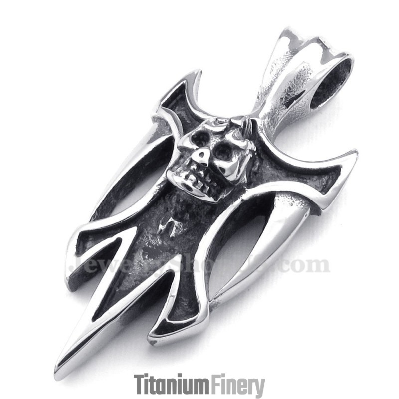 Titanium Skull Pendant Necklace (Free Chain)