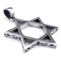 Hollow Out Star Men Personality Titanium Pendant Necklace (Free Chain)