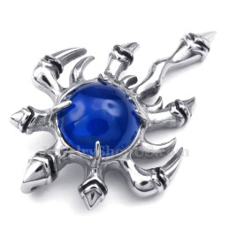 Blue Zircon Titanium Claw Pendant Necklace (Free Chain)