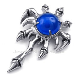 Blue Zircon Titanium Claw Pendant Necklace (Free Chain)