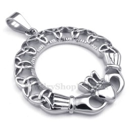 Titanium Celtic Knot Loop Pendant Necklace (Free Chain)