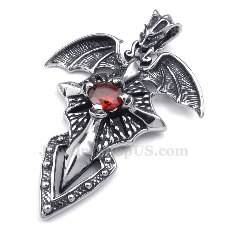 Red Zircon Titanium Pterosaur Pendant Necklace (Free Chain) Red Zircon Titanium Pterosaur Pendant Necklace (Free Chain)