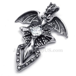 White Zircon Titanium Pterosaur Pendant Necklace (Free Chain)