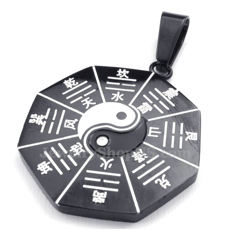 Black Eight Diagrams Titanium Pendant Necklace (Free Chain) Black Eight Diagrams Titanium Pendant Necklace (Free Chain)
