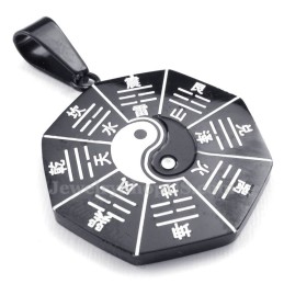 Black Eight Diagrams Titanium Pendant Necklace (Free Chain)