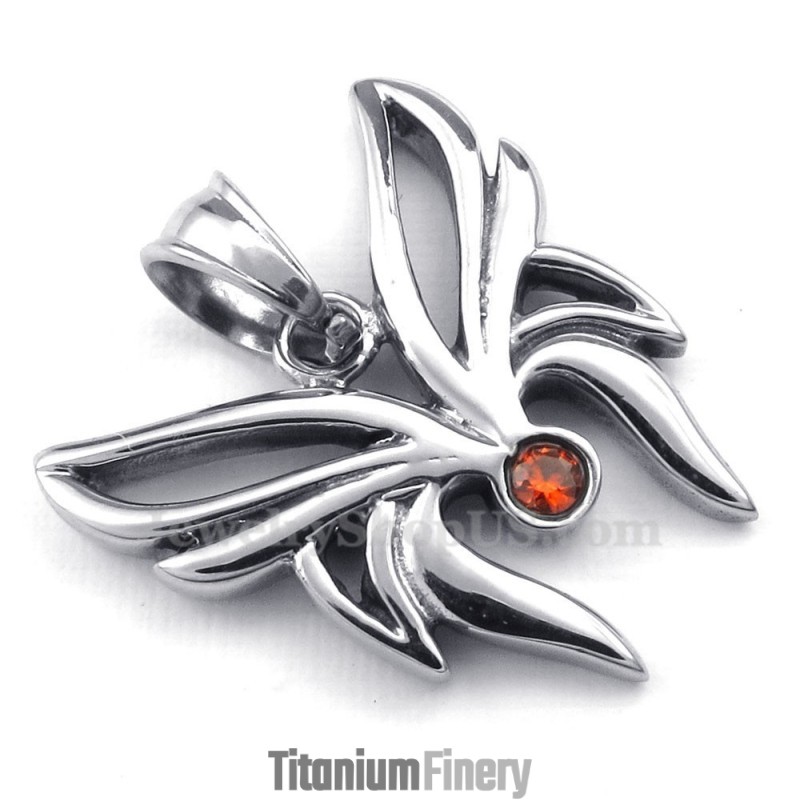 Red Zircon Titanium Butterfly Pendant Necklace (Free Chain) Red Zircon Titanium Butterfly Pendant Necklace (Free Chain)