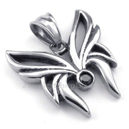 Black Zircon Titanium Butterfly Pendant Necklace (Free Chain)