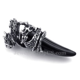 Black Titanium Dragon Tooth Pendant Necklace (Free Chain)
