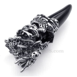 Black Titanium Dragon Tooth Pendant Necklace (Free Chain)