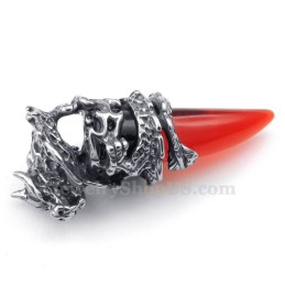 Red Titanium Dragon Tooth Pendant Necklace (Free Chain)