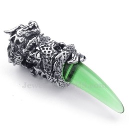 Green Titanium Dragon Tooth Pendant Necklace (Free Chain)