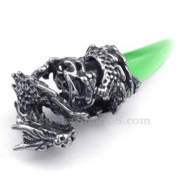 Green Titanium Dragon Tooth Pendant Necklace (Free Chain)