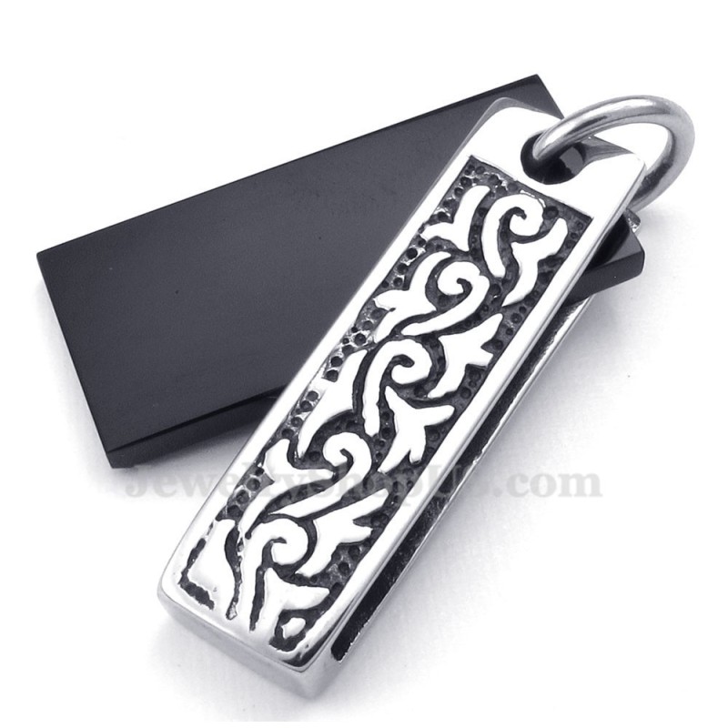 Titanium Black Stone Pendant Necklace (Free Chain)