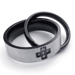 Titanium Couples Interlocking Rings Pendant Necklace (Free Chain)(One Pair)