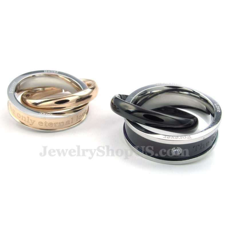 Double Circles Titanium Couples Pendant Necklace (Free Chain)(One Pair) Double Circles Titanium Couples Pendant Necklace (Free Chain)(One Pair)
