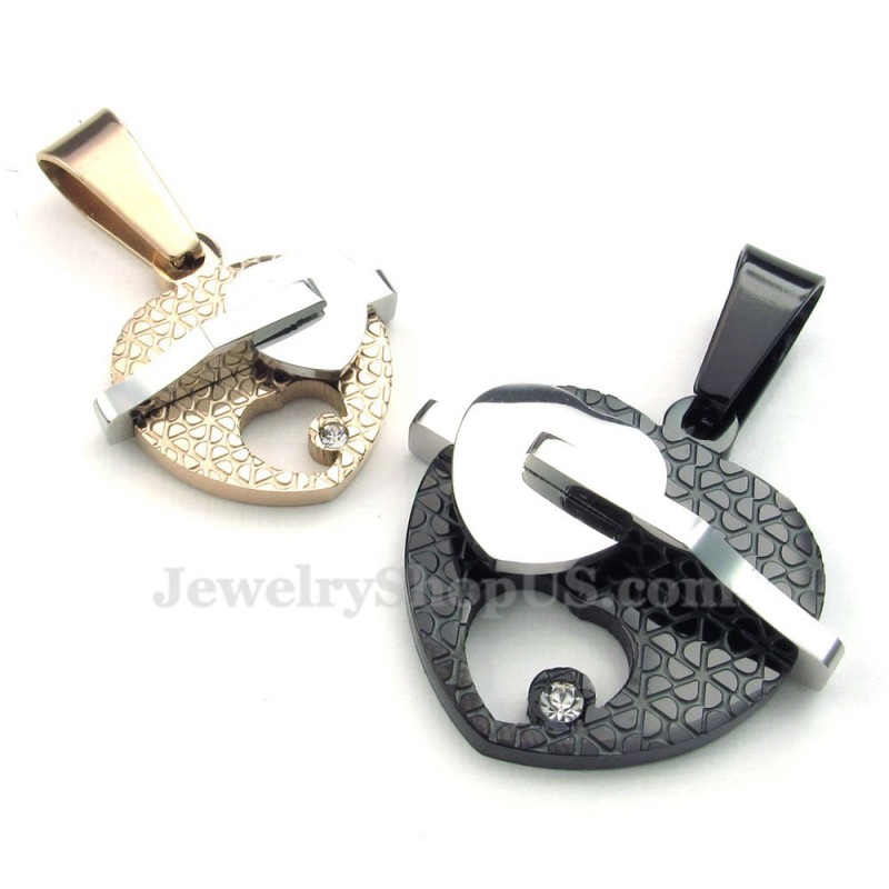 Titanium Double Hearts Pendant Necklace (Free Chain)