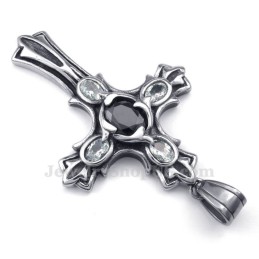 Zircon Titanium Cross Pendant Necklace (Free Chain)