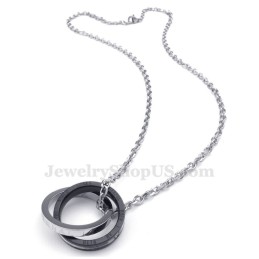 Titanium Interlocking Circles Couples Pendant Necklace (Free Chain)(One Pair)