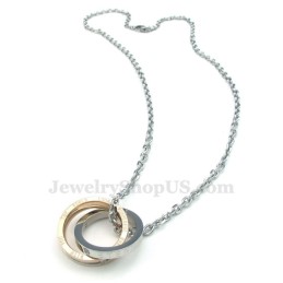 Titanium Interlocking Circles Couples Pendant Necklace (Free Chain)(One Pair)