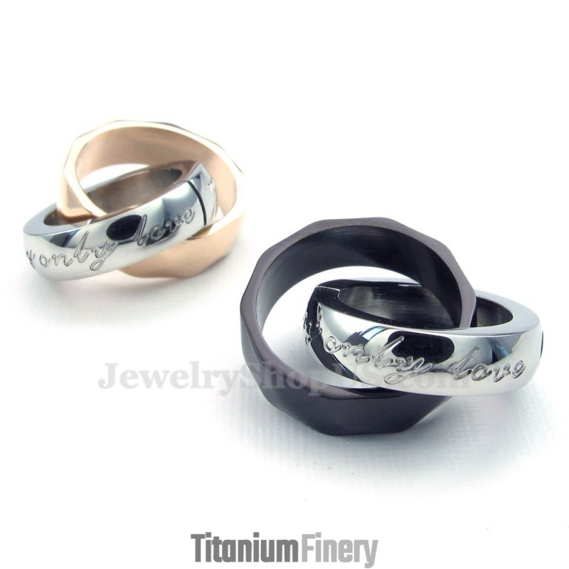 Titanium Interlocking Circles Couples Pendant Necklace (Free Chain)(One Pair) Titanium Interlocking Circles Couples Pendant Necklace (Free Chain)(One Pair)