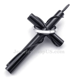 Titanium Cross Rings Couples Pendant Necklace (Free Chain)(One Pair)