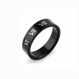 Roman Numerals Mens 6Mm Black Titanium Ring