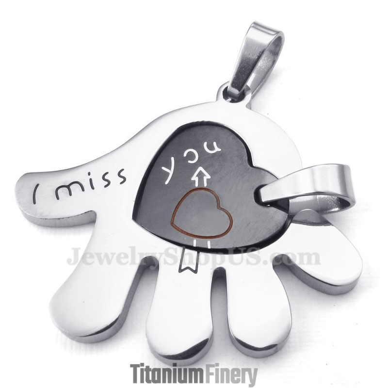 Titanium Couples Hand Hearts Pendant Necklace (Free Chain)(One Pair) Titanium Couples Hand Hearts Pendant Necklace (Free Chain)(One Pair)