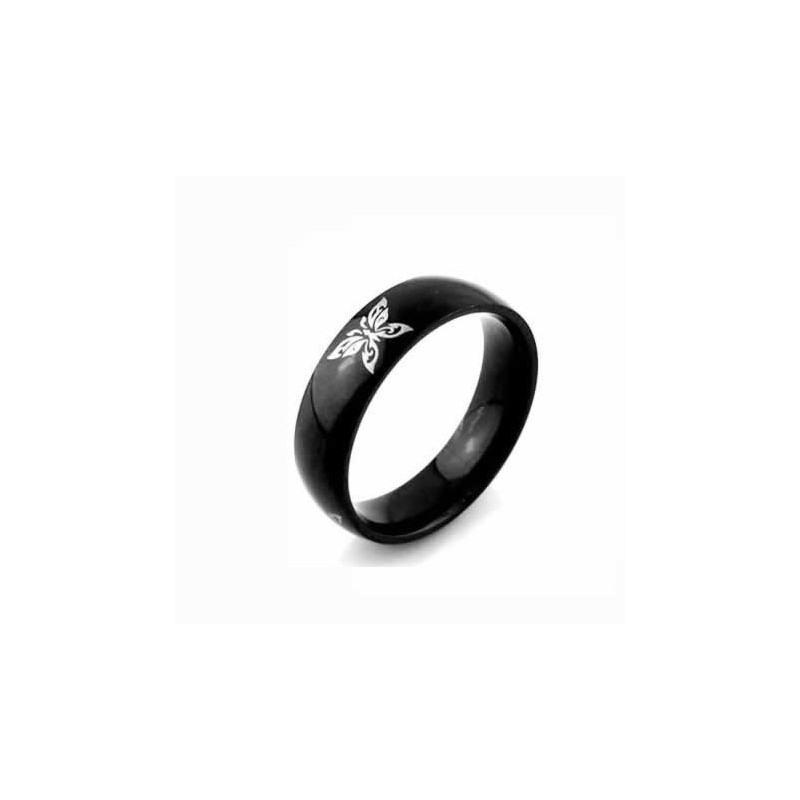 Butterfly Mens 6Mm Black Titanium Ring Butterfly Mens 6Mm Black Titanium Ring