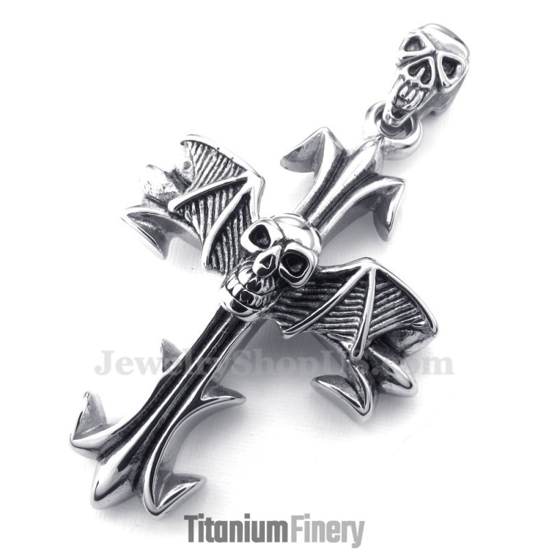 Titanium Skull Pendant Necklace (Free Chain)