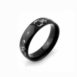 Scorpion King Mens 6Mm Black Titanium Ring