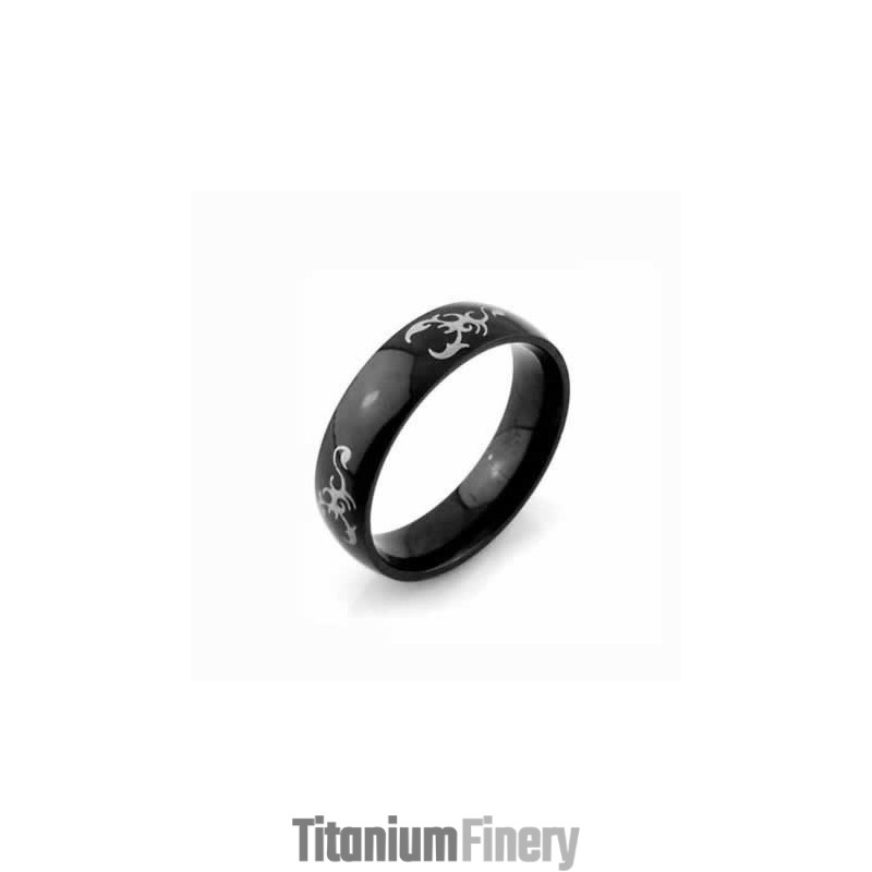 Scorpion King Mens 6Mm Black Titanium Ring Scorpion King Mens 6Mm Black Titanium Ring
