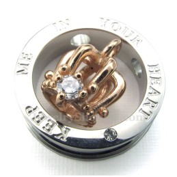 Titanium Imperial Crown Couples Pendant Necklace (Free Chain)(One Pair)