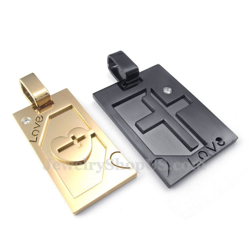 Titanium Cross Couples Pendant Necklace (Free Chain)(One Pair) Titanium Cross Couples Pendant Necklace (Free Chain)(One Pair)