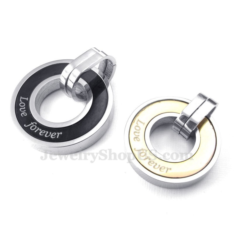 Titanium Circles Couples Pendant Necklace (Free Chain)(One Pair) Titanium Circles Couples Pendant Necklace (Free Chain)(One Pair)