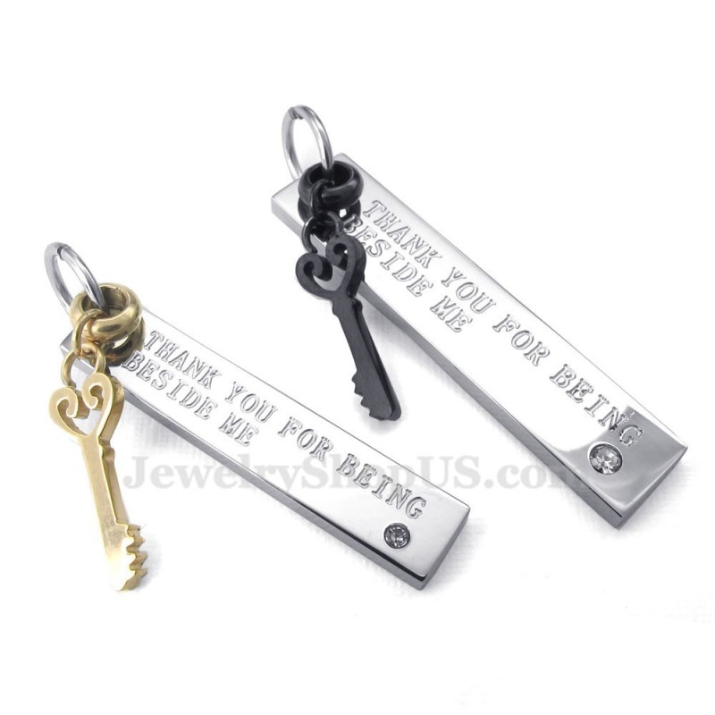 Titanium Key Couples Pendant Necklace (Free Chain)(One Pair) Titanium Key Couples Pendant Necklace (Free Chain)(One Pair)