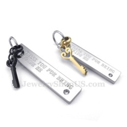 Titanium Key Couples Pendant Necklace (Free Chain)(One Pair)