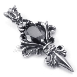Black Zircon Titanium Pendant Necklace (Free Chain)