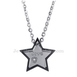 Titanium Five-Pointed Star Couples Pendant Necklace (Free Chain)(One Pair)