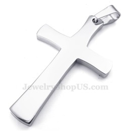 Silver Color Titanium Cross Pendant Necklace (Free Chain)