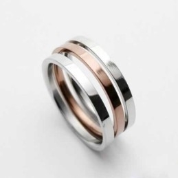 Mens 6Mm Gold & Silver Colour Titanium Ring