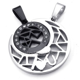 Titanium Moon And Stars Couples Pendant Necklace (Free Chain)(One Pair)
