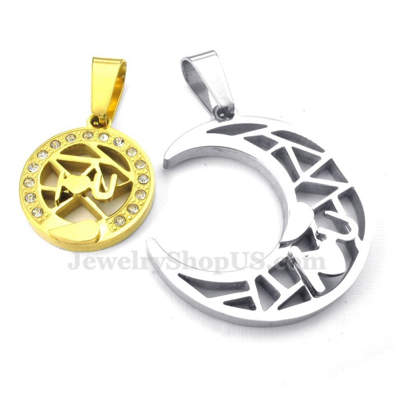 Titanium Gold Moon And Stars Couples Pendant Necklace (Free Chain)(One Pair) Titanium Gold Moon And Stars Couples Pendant Necklace (Free Chain)(One Pair)