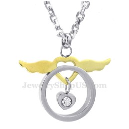 Fashion Titanium Wings Hearts Couples Pendant Necklace (Free Chain)(One Pair)