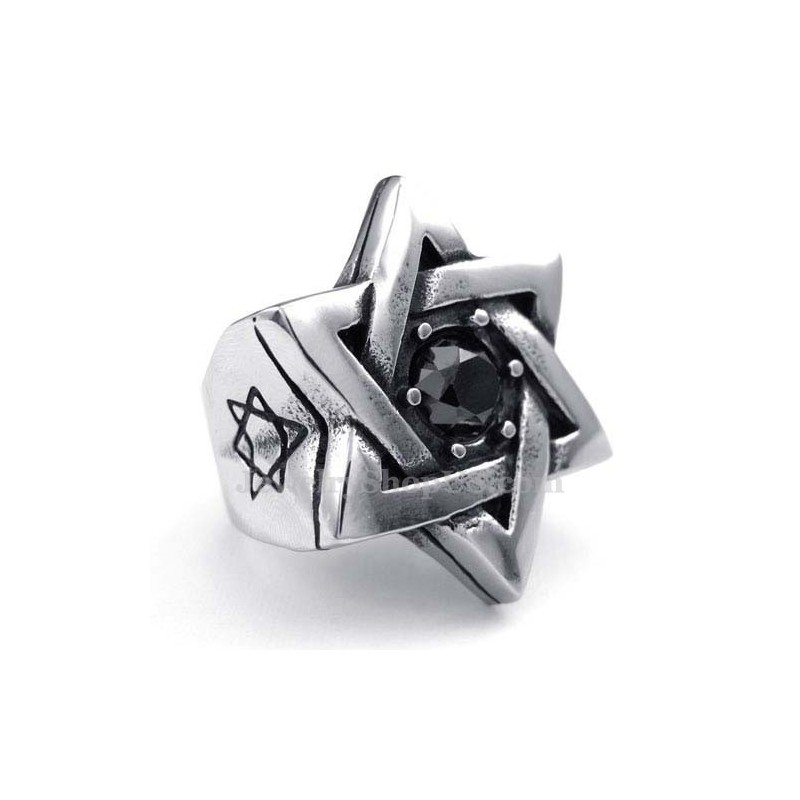 Titanium Lucky Star Ring With Black Zircon Titanium Lucky Star Ring With Black Zircon