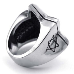 Titanium Lucky Star Ring With Black Zircon