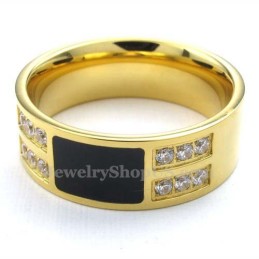 Gold Titanium Ring With White Zircon